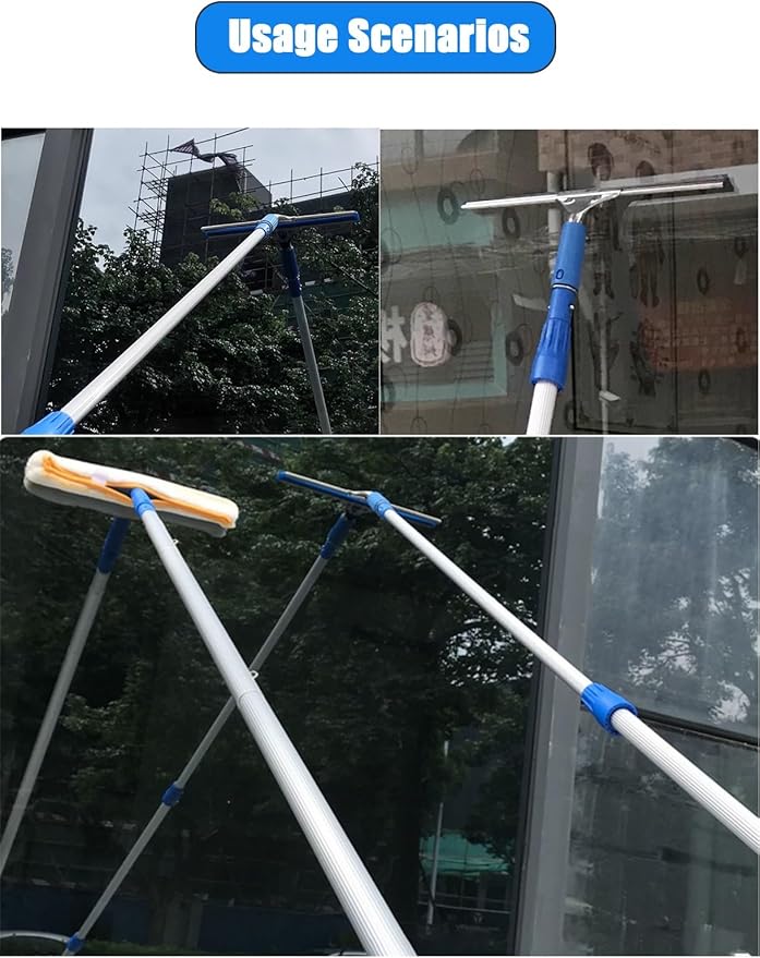 High Rise Flats Glass Cleaning Tools with Concatenation Pole Window Washing Equipment for Tall Windows/Hard to Reach Portable &amp Easy to Install(L 19.7'/6m)