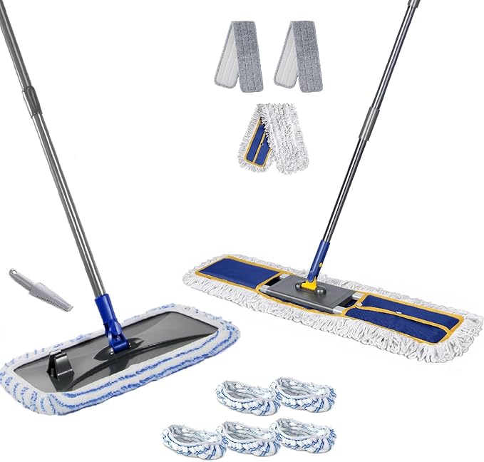 Masthome 36 Commercial Mop with 3 Microfiber Pads &ampMicrofiber Mop for Dry and Wet Use-1 Cleaning Scraper Included- Home &amp Office Suitable
