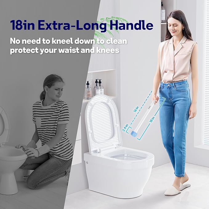8 Pack Pumice Stone Toilet Bowl Set with 18 in Extra Long HandleWhite Holder Case8 Pack in 2 Cans Pumice Stone Toilet Refills Heads