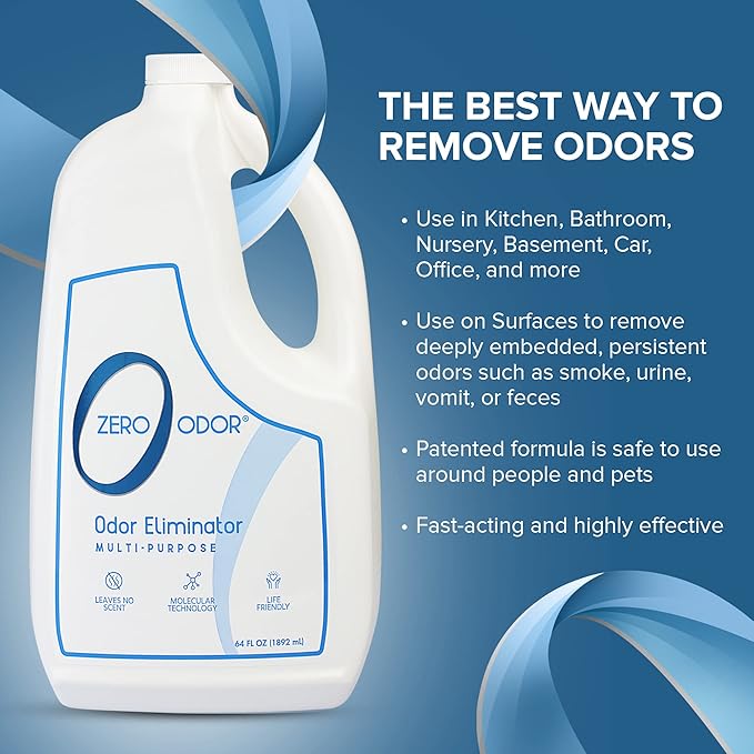 Zero Odor Multi-Purpose Odor Eliminator 64 Oz - Eliminates Air &amp Surface Odors - Patented Technology