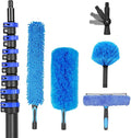 36 Foot High Ceiling Duster Kits with 4.7-30 FT Carbon Fiber Extension Pole Feather Duster Cobweb Duster Ceiling Fan Duster Window Squeegee &amp Cleaner with Pole 30 Ft