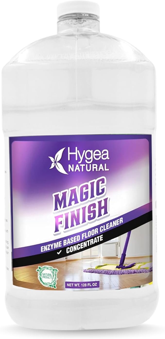 Hygea Natural Magic Finish Enzyme-Based Chemical-Free Floor Cleaner - No Rinse Biodegradable Formula - Removes Grease Buildup in Tile &amp Grout - for All Hard Floors (Concentrated Gallon)