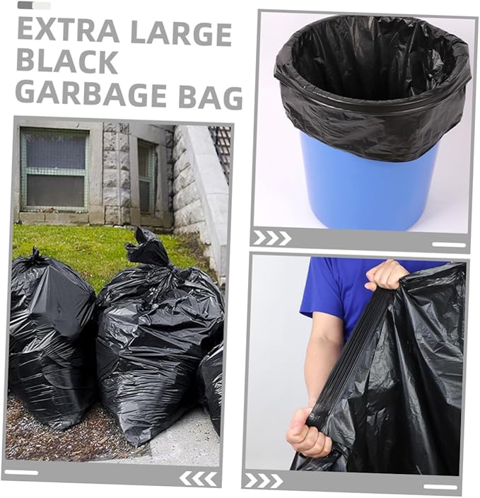 NOLITOY Extra Large Garbage Bags 50pcs 80x100cm Black Kitchen Trash Bags Heavy Duty Commercial Contractor Outdoor Lawn Waste Liners for 100l Bins