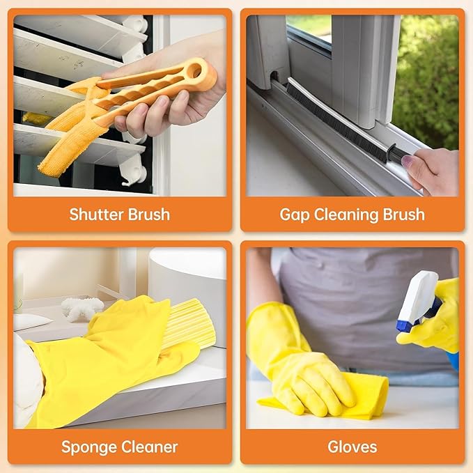 Ceiling Fan Cleaner Duster with 60 inch Extension Pole Dusters for Cleaning High Ceiling Fan Blades Dusters Kit with Storage Bag Cleaning Tools for Families (14pcs)