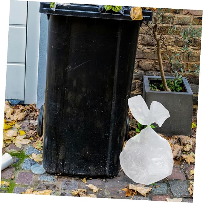 Thick Flat Plastic Trash Bags 300pcs (45x50cm) White Kitchen Garbage Can Liners for Bathroom Office Wastebasket Use