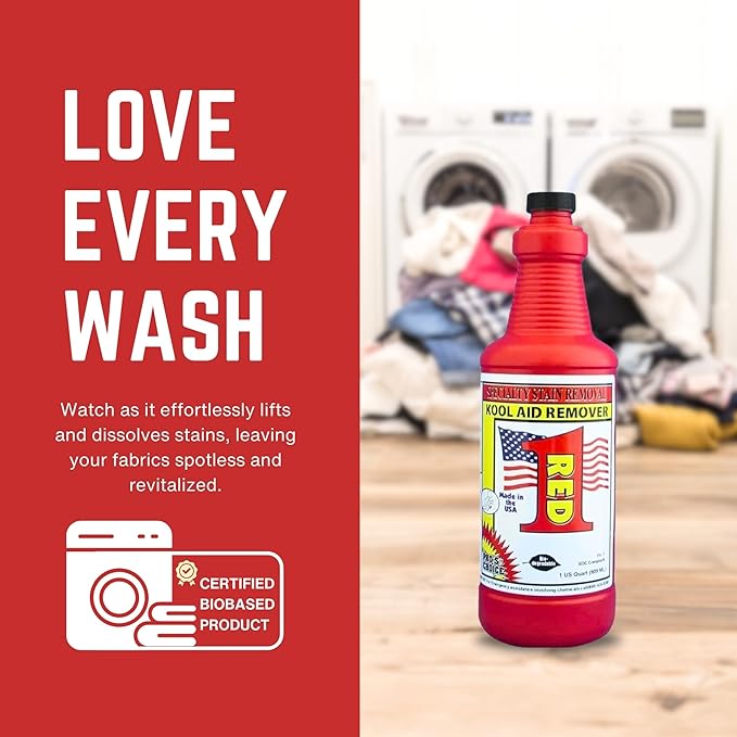 Pro's Choice Red 1 Food Dye Color Remover Fabric Stain Remover for Kool Aid or Synthetic Food Colors/Dyes Red Wine Stain Remover for Clothes Laundry Carpet and Couch Spot Removal Solution (32 oz)