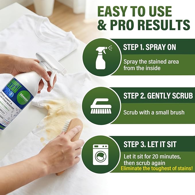 Sweat &amp Deodorant Armpit Stain Remover Spray for Clothes Multi-Stain Cleaning Solution - Yellow Mark Tough Stain Buildup Remover - 16.9 oz