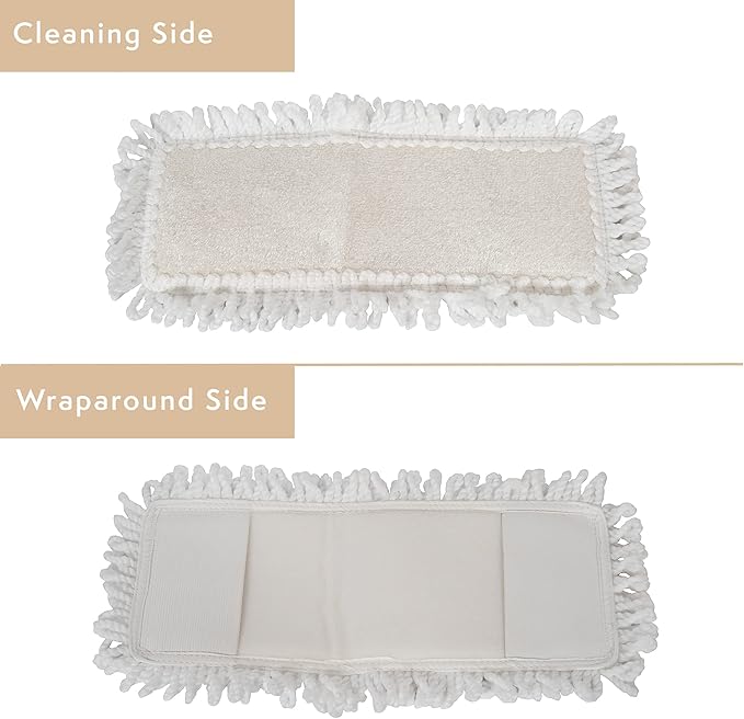 Harper Live.Love.Clean. Bamboo 2-in-1 Smooth Surface Wet/Dry Dust Mop with (2) Washable Wraparound Pads for Cleaning Dust Pet Hair &amp Fine Dry Dirt