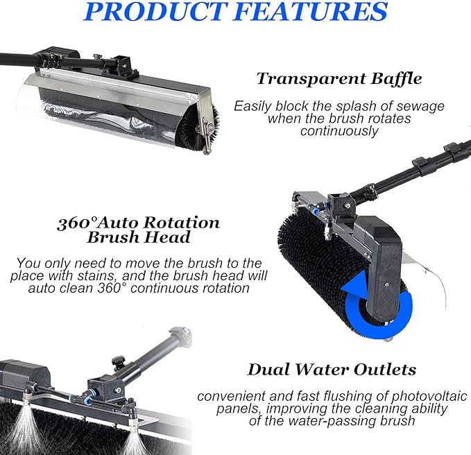 Window Solar Panel Cleaning Kit 3.5/5.5/7.5m Length Window Washing Cleaner Equipment Outdoor Window Glass Water Brush Cleaner Tool3.5M