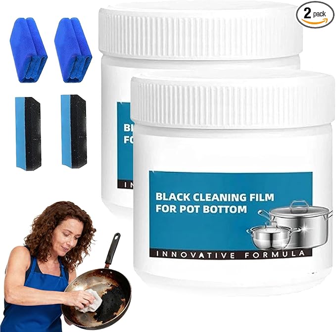Powerful Burnt Residue Remover Paste For Cookware Black Cleaning Film For Pot Bottom Stainless Steel Cleane Pot Cleaner For Bottom Of Pans Burnt On Grease Remover For Pots And Pans (2 260g)