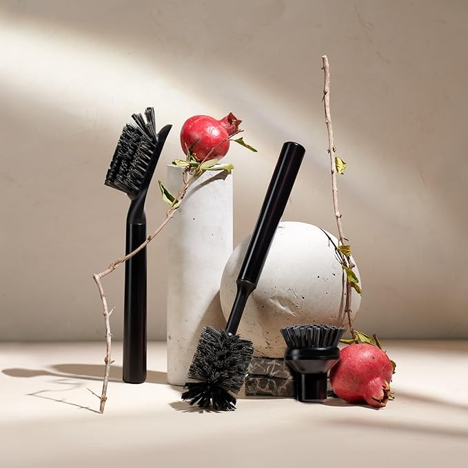 Ionic Brush Set Magnetized to Stand Upright Stainless Steel with Replaceable Heads Onyx/Black