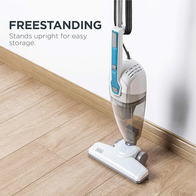 Black &amp Decker BDST1609 3-in-1 Corded Lightweight Handheld Cleaner &amp Stick Vacuum Cleaner White with Aqua Blue