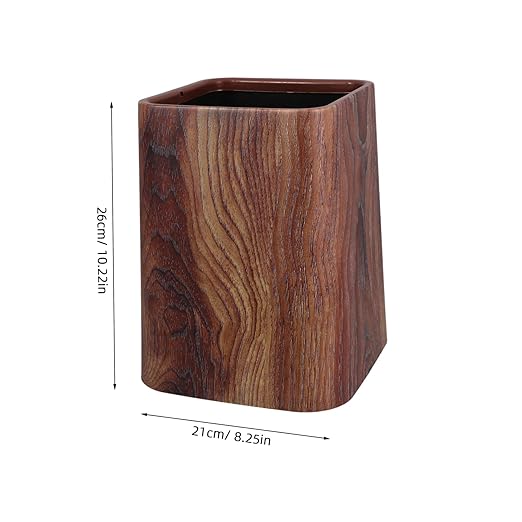 Unomor Wood Grain Plastic Trash Can Faux Wood Wastebasket for Kitchen Bathroom to Clean and Maintain Elegant Design for Home Decor