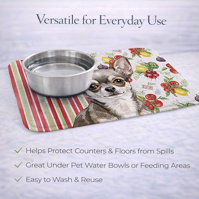 Caroline's Treasures Chihuahua Vegetables Dish Drying Mat Absorbent Dish Drying Mat Pad for Kitchen Counter Dish Drainer Mat for Countertop 14 x 21 Multicolor