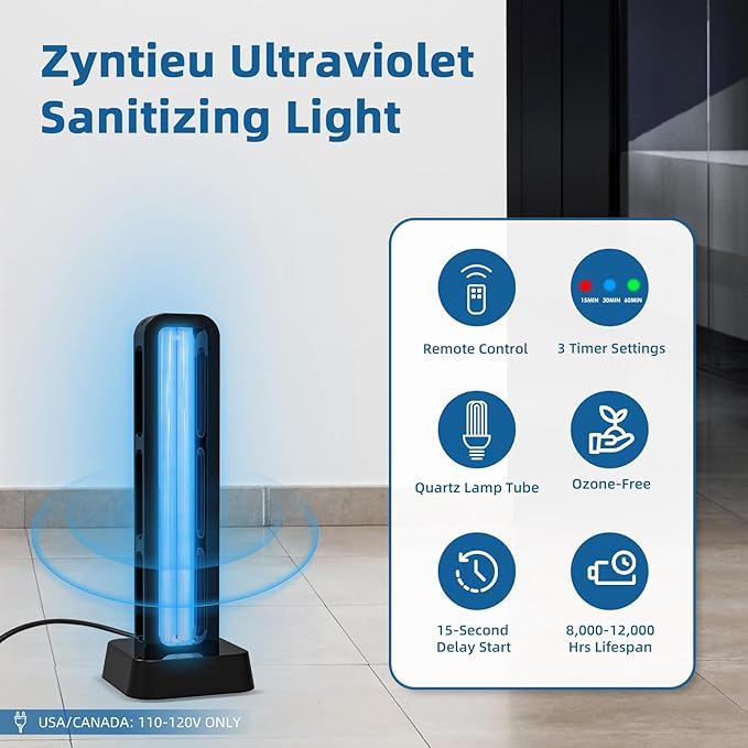 39W UV Light Sanitizer with Remote Control and 3 Timers – Ozone Free Home Disinfection Device Kills Germs Viruses Mold and Dust Mites – Whole Room Ultraviolet Light for Home and Office