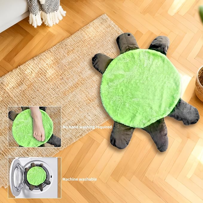 Turtle Foot Mop Cute Double-Sided Turtle-Shaped Washable Reusable Floor Cleaning Pad for Dust and Hair on Home and Office Floors (19.68 in)