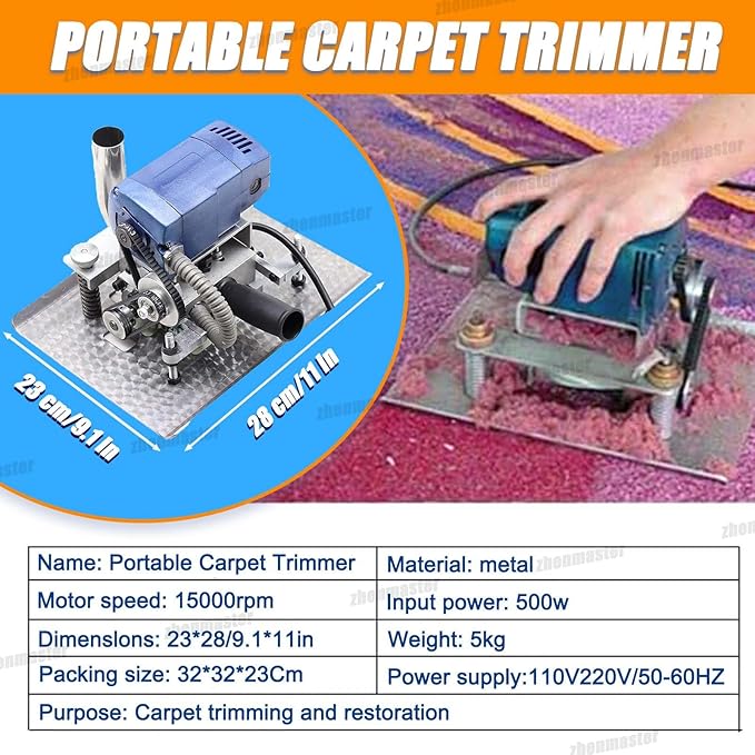 Commercial-Grade Portable Carpet Trimmer 500w Flatbed Shearing Machine Carpet Shearing Tool for Deep Cleaning Edge Trimming And Surface Refinement of Handmade Rugs &amp Carpets
