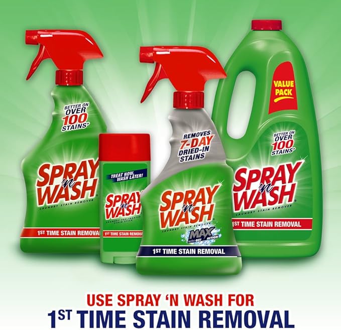 Spray N'Wash Pre-treat Laundry Stain Remover BottlesClear1.37 Pound132 Fl Oz(Pack of 12)