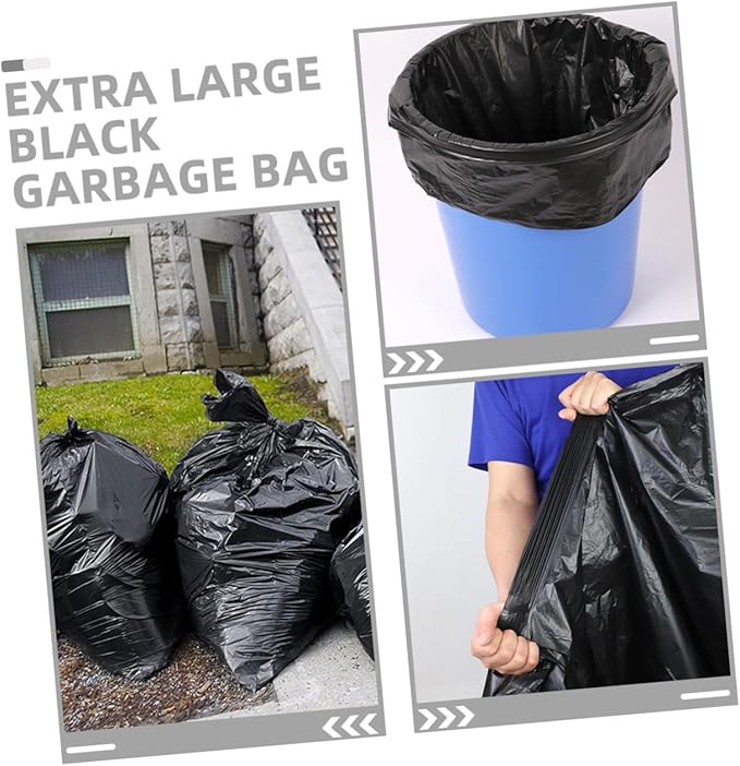 SOIMISS 50pcs Large Black Heavy Duty Trash Bags 80x100cm for 100l Garbage Bin Commercial Gardening Kitchen Waste Contractor Bags