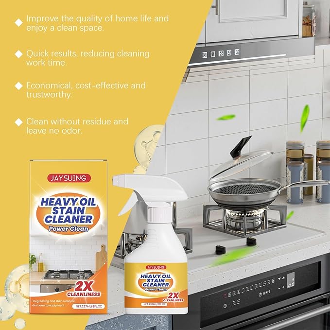 Kitchen Heavy Duty Grease Cleaner - Stain Remover For Stoves Range Hoods - Safe For Multiple Surfaces(2PCS)