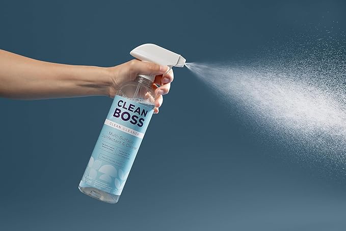 CleanBoss Botanical Disinfectant - 24 oz (Pack of 2) - Multi-Surface Cleaner - Kills 99.9% of Germs + Cold &amp Flu Viruses - Fresh Thyme Scent - No Rinse on Food Contact Surfaces - Pet Friendly