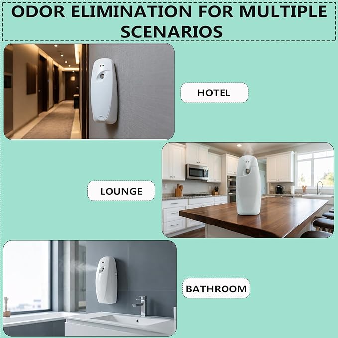 Automatic Spray Dispenser – 4-Pack Room Spray Air Freshener Wall Mounted or Desktop Design for Home &amp Commercial Use – Battery Operated Air Freshener(White)