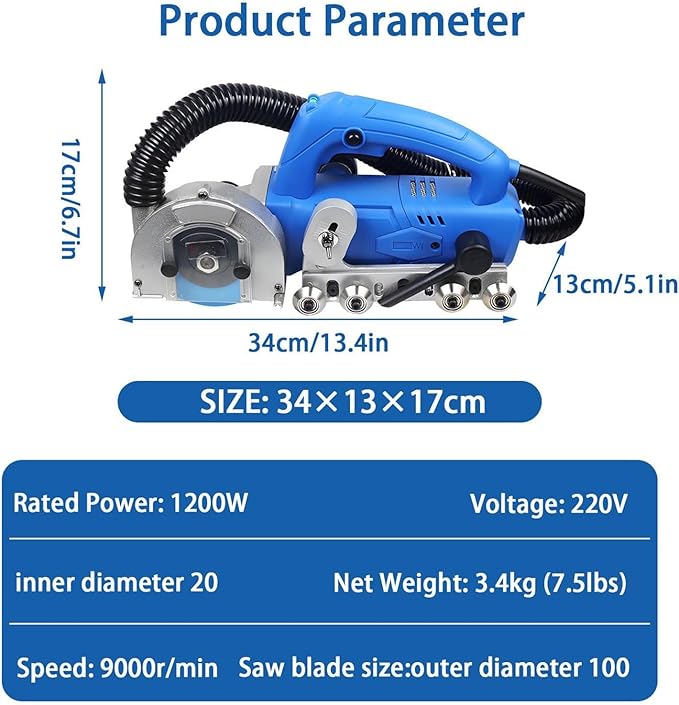 1200W Tile Seam Cleaning Machine 9000RPM Electric Tool To Remove Old Grout And Cement DIY Tile Grout Remover For Cleaning Grouts Between Tiles(Machine+1.2mm seam cleaning sheet)