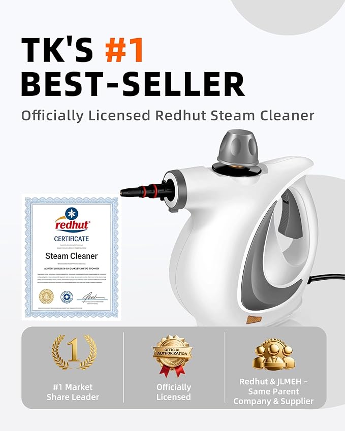 Steam Cleaner Pressurized Multi-Surface Natural Handheld Steam Cleaner for home with 12pcs Accessories &amp Safety Lock – Steamer for Cleaning Home Use Tile Grout Windows (dark gray)