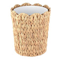 3.5 Gallon Scalloped Edge Wicker Waste Basket with Removable Plastic Liner Handwoven Rattan Trash Can for Bathroom Bedroom Office Home
