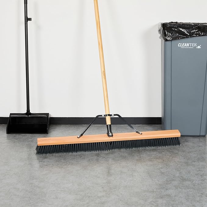 Restaurantware-BROOM HEAD ONLY: Clean Tek Professional 36-Inch Broom Head 1 Heavy-Duty Push Cleaning Tool - Handle And Brace Sold Separately Medium Plastic Bristles Wooden Commercial Use