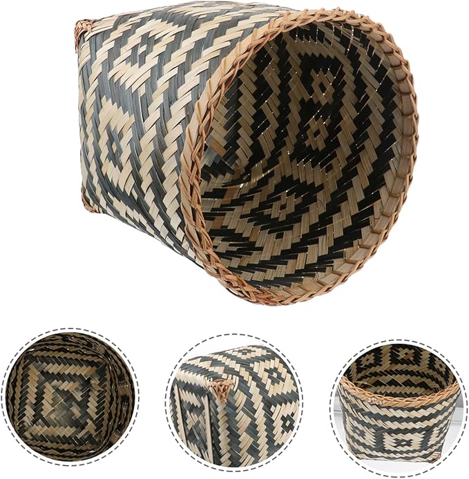 BESTOYARD 1pc Woven Trash Can Stylish Household Waste Basket for Creative Storage Container for Home Use Compact Design for Chic Decor Random Style