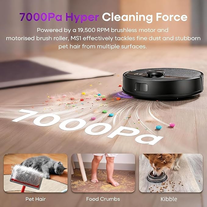 MONSGA Robot Vacuum and Mop Combo 7000Pa Robotic Vacuum with Lidar Navigation 180mins Runtime Tangle-Free Robot Mop 5 Editable Maps APP/Remote/Voice Control Ideal for Hard Floors and Carpets