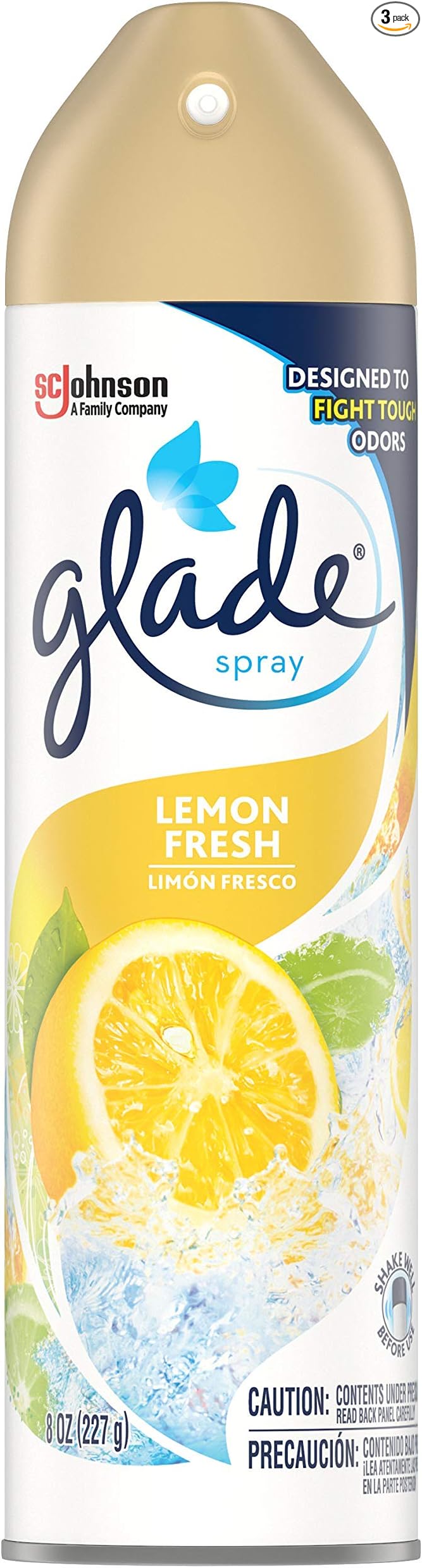 Glade Air Freshener Spray - Lemon Fresh - Net Wt. 8 OZ (227 g) Per Can - Pack of 3 Cans