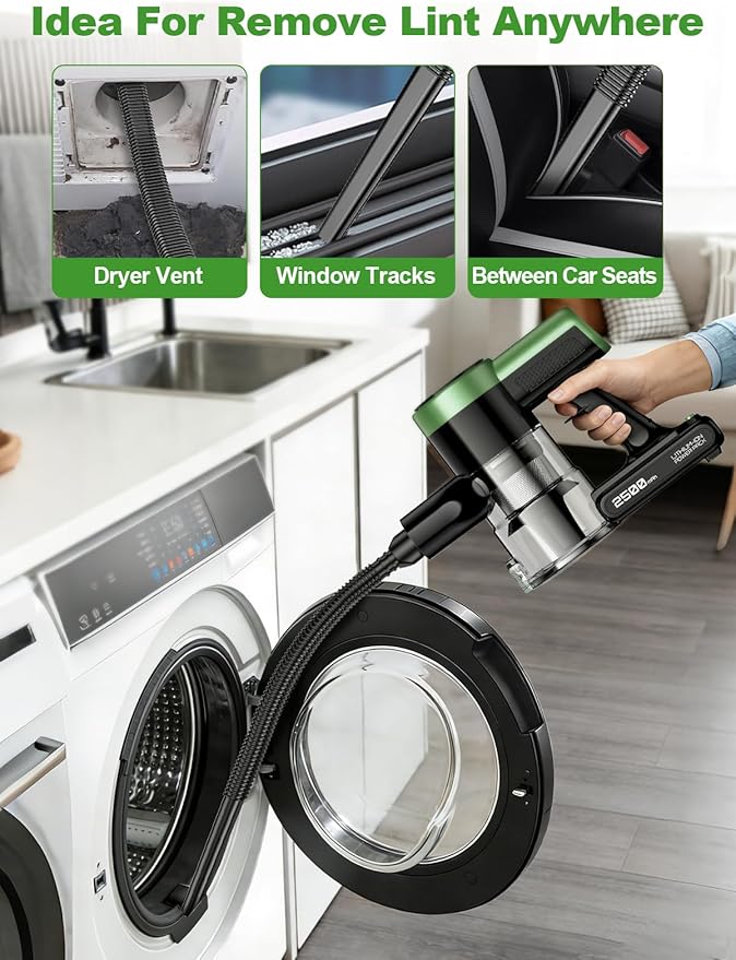 Cordless Vacuum Cleaner 58Kpa Vacuum Cleaners for Home 55Mins Stick Vacuum with Self-Standing &amp LED Display Anti-Tangle &amp Wall Mount Charging (Green)