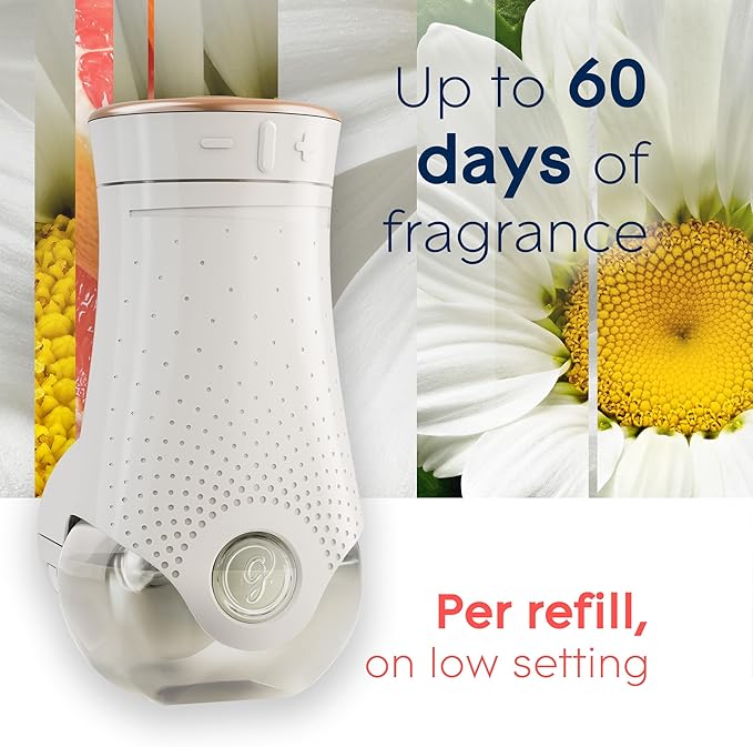 Glade PlugIns Refills Air Freshener Starter Kit Scented and Essential Oils for Home and Bathroom Joyful Citrus &amp Daisies 4.02 Fl Oz 2 Warmers + 6 Refills