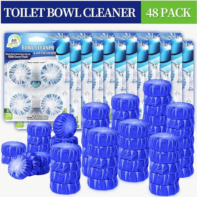 48 Pack Toilet Bowl Cleaner TabletsAutomatic Toilet Cleaner Deodorizing Fragrance Yellow Stain Remover Odor Elimination Deep Cleaning