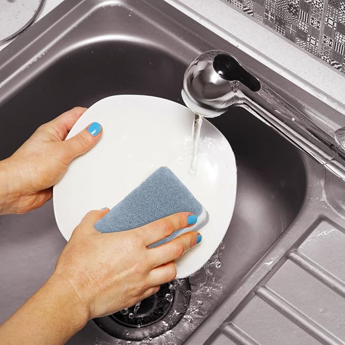 Individually Wrappe Dishwashing Sponges Bulk Kitchen Cleaning Scouring Pads Dish Sponges Washing Disposable Dishes Soap Wipes Scrubbers Short Term Rental Supplies for Travel Camping 60 Pack (Grey)