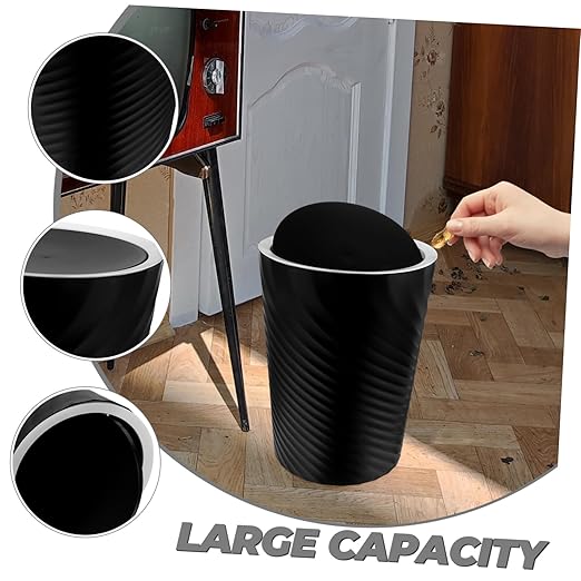 Small Bathroom Trash Can with Lid Large Capacity Plastic Wastebasket for Bedroom and Office Convenient Garbage Bin for Home Use
