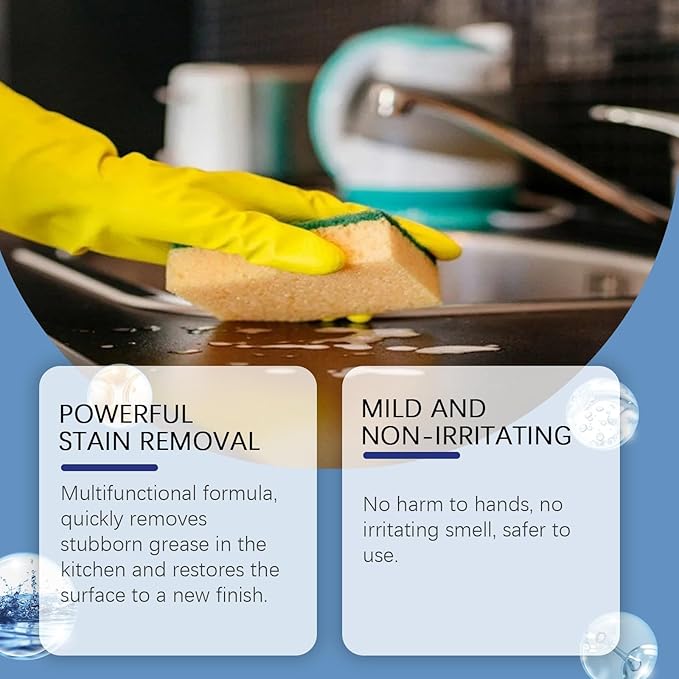Kitchen Foam Cleaner - Powerful Grease &amp Stain Remover Multi-Surface Safe Fresh Scent Gentle Formula(3PCS)