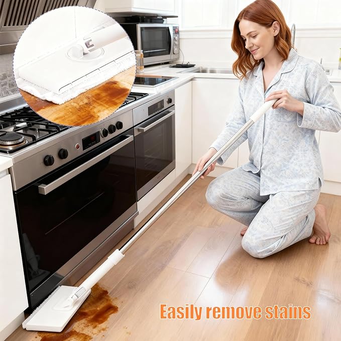 Zero Touch Mini Mops Convenient Cloth Changing Mini Mop Snap Grip Minimop 39 Long Handle Mopping Sweeper Stick for Gaps &amp Multi-SurfaceRetractable &amp Adjustable (2 Set)