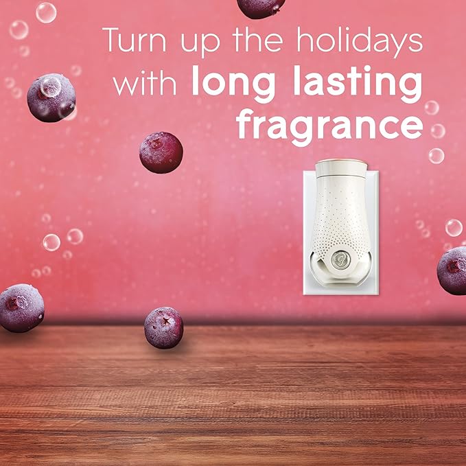 Glade PlugIns Refills Air Freshener Scented and Essential Oils for Home and Bathroom Crisp Cranberry Champagne 3.35 Fl Oz 5 Count