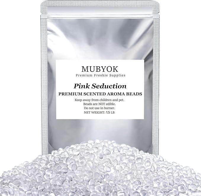 MUBYOK 1.5LB Pink Seduction Premium Scented Aroma Beads for Making Car Freshies Supplies PreScented Beads for Car Air Freshener Sachets Long-Lasing Scent