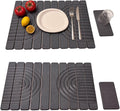Stone Drying Mat for Kitchen Counter 23.62X15.35 Absorbent Diatomaceous Earth Bath MatRoll This Non-Slip Highly Absorbent Drying Mat Into a Compact Size for Seamless Storage in Drawers (Grey)