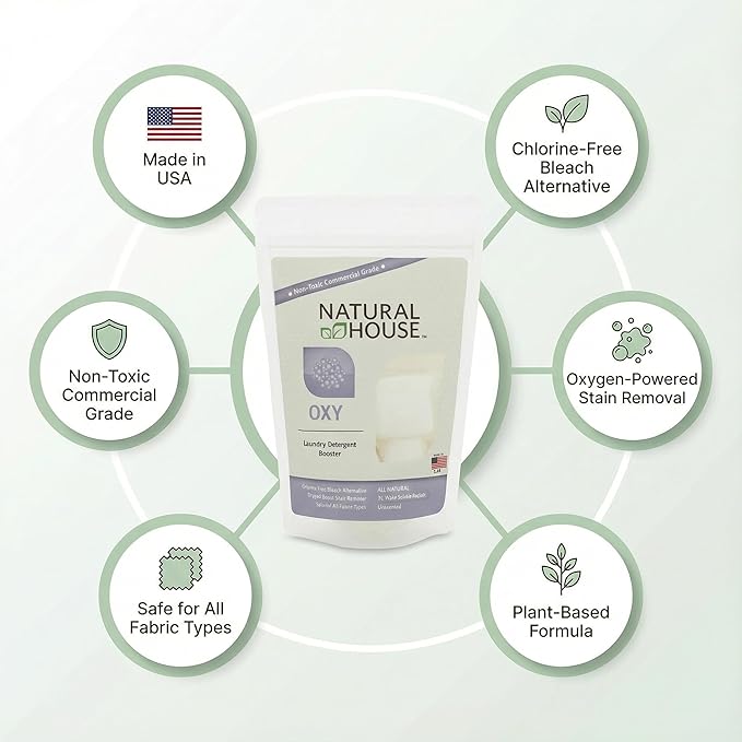 Natural House Oxy Boost - Probiotic Oxygen Whitener &amp Stain Remover Pods - Plant-Based - Color Safe - Fragrance Free - 120 Count