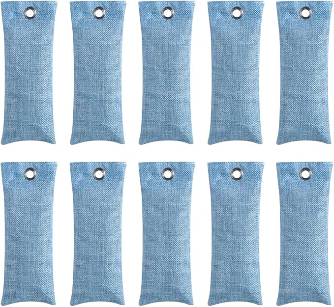 10PCS Activated Bamboo Charcoal Air Purifying Bag Air Freshener Bag Moisture Absorber for Refrigerator Home Car Blue