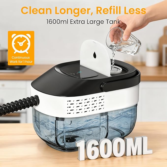 Pressurized Steam Cleaner 1.6L 3-Level Adjustable Steamer for Cleaning 10s Heat-Up 2500W Handheld Steamer Cleaner for Home Car Kitchen Floor Multi-Surface Cleaning Machine 22pcs Accessories