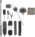 10Pcs Feather Duster Set with Telescopic Handle Washable Multifunctional Household Cleaning Tools for Ceilings