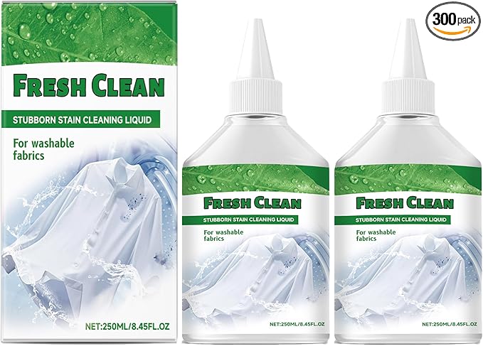 Liquid Stain RemoverStubborn Stain Cleaning Liquid Multi-Fabric Cleaner Oil and Grease Stain Remover for Clothes Fresh Clean Cleaning Food Grease Coffee Off Laundry Underwear Fabric (2PCS)