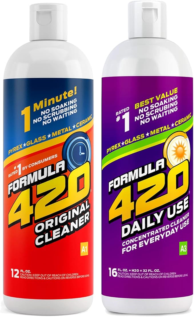 Formula 420 Variety Pack : 1 Bottle Glass Metal Ceramic Pipe Original Cleaner 12 Oz. &amp 1 Bottle Formula 420 Daily Use Cleaner 16oz Concentrate Makes 28oz (2 Bottles Total)