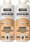 HARRIS Coffee Machine Descaler Descaling Solution 32 fl oz (2 Pack 8 Uses Each) Compatible with Keurig Nespresso Breville DeLonghi Jura &amp Ninja Coffee and Espresso Makers